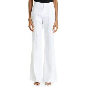 Alice + Olivia Dylan High Waisted Linen Blend Wide Leg Pants White Size 4
